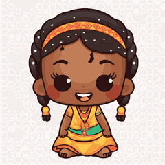 Logo vector illustration of an Kawaii African