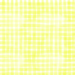 Yellow Gingham Hand Drawn Background