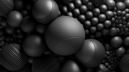 Black abstract background with black and white balls