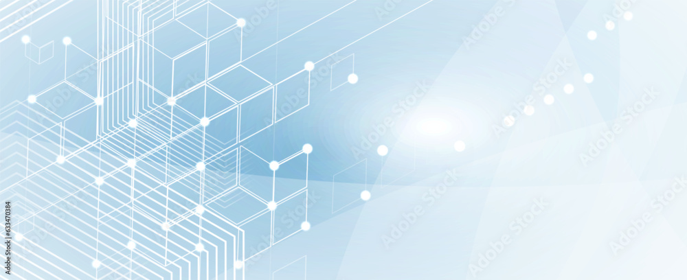 Aufkleber Technology banner design with hexagons abstract background.