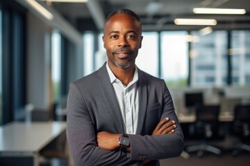 Portrait of a middle aged african american businessman looking at the camera in an office