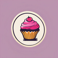 Cupcake illustration, minimalist, vibrant colors