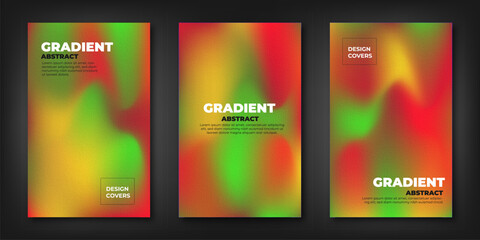 Set of covers design templates with vibrant gradient background. Trendy modern design. Applicable for placards, banners, flyers, presentations, covers and reports. Vector illustration.