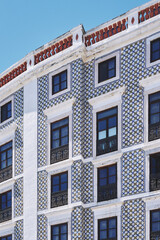 Fototapeta na wymiar A tile covered facade of Alfama, Lisbon.