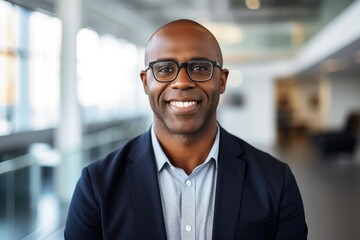Obraz premium Portrait of a middle aged african american businessman looking at the camera in an office