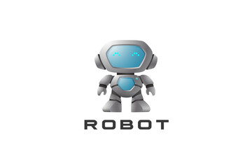 Friendly Robot Logo Modern Design vector template.