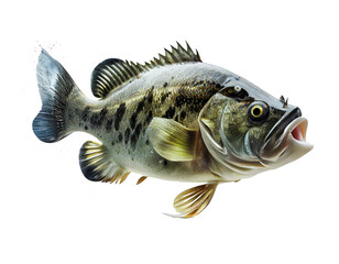 Bass fish on transparent background - obrazy, fototapety, plakaty