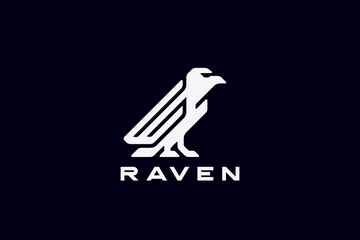Raven Eagle Logo Abstract Geometric Design Vector template.