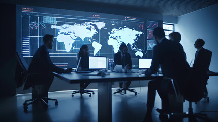 Business finance and investment background, global business and data analysis concept. Businessman teamwork together working with economic graph growth chart, market report, business development. 