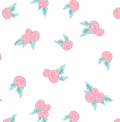 Seamless print design pattern of roses for bedding, clothes or rooms for baby girls.