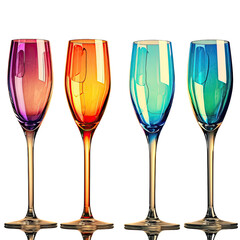 Different colored stem glasses are available in blue red green amber and purple