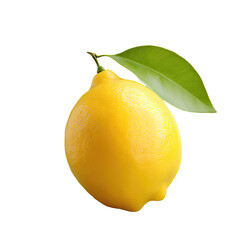 Yellow lemon on a transparent background with coloring and focused view