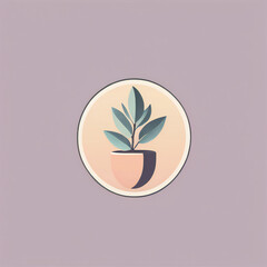 Plants illustration, minimalist, pastel colors