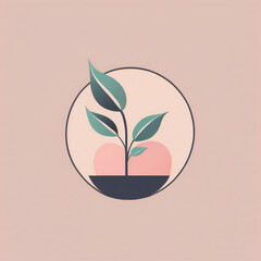 Plants illustration, minimalist, pastel colors
