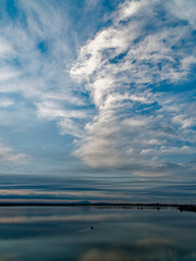 Dramatic sunset clouds over the Prevost lagoon in Palavas-les-flots, France