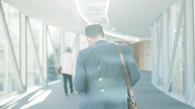 Dancing, travel and business man back excited from company trip with comic motivation. Professional, male worker and happy commute at job walking with comedy, celebration and funny in airport