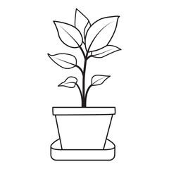 One line tree plant growth style icon illustration vector design