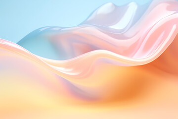 Liquid pastel background in tones of yellow orange and blue - Generative AI