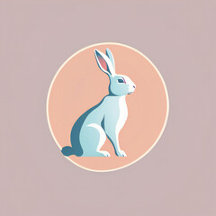 Rabbit illustration, minimalist, pastel colors
