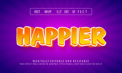 Happier Text Effect or Vector Text Effect and Editable Text Style