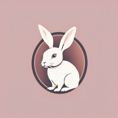 Fototapeta premium Rabbit illustration, minimalist, pastel colors