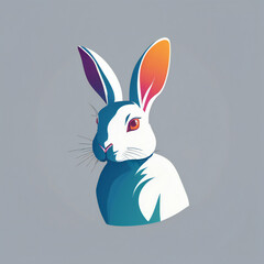 Rabbit illustration, minimalist, vibrant colors