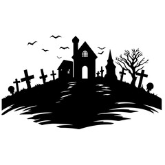 cemetery or graveyard. Silhouettes of gravestones