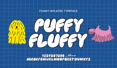 Retro Inflated Font. Funny Typeset in Y2k Graffiti Style. Vector Bubble Gum Alphabet. Cute Letters Kids Book Cartoon Aesthetic