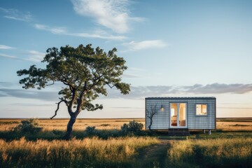 Fototapeta na wymiar Minimalist living: Tiny house surrounded by nature - AI Generated