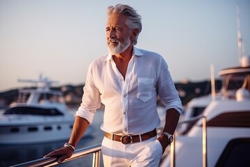 Imposing Yacht Captain in Marina