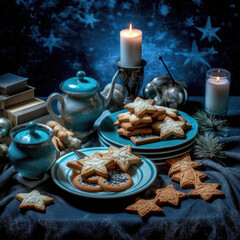 Fototapeta na wymiar Christmas homemade gingerbread cookies. Background .