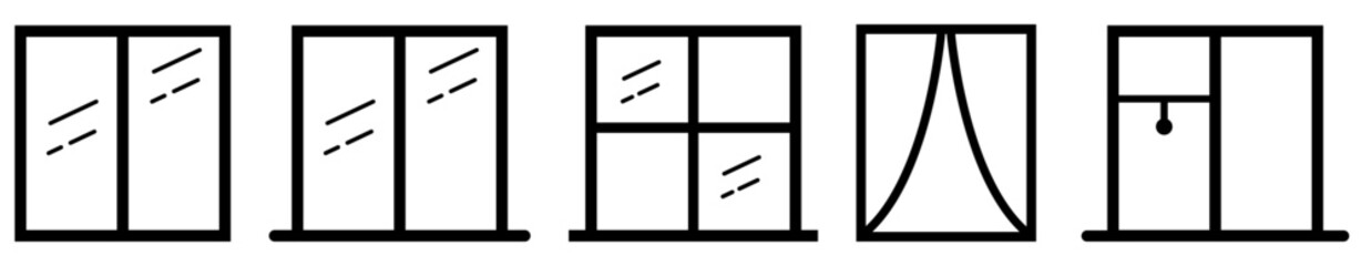 Window icon set. Vector illustration isolated on white background