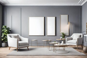 modern living room with frame mockup