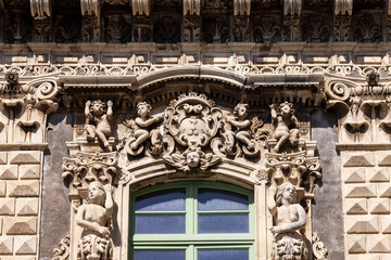 Obraz premium Facade of Benedictine Monastery of San Nicolo l'Arena, now University of Catania, Catania, Sicily, Italy