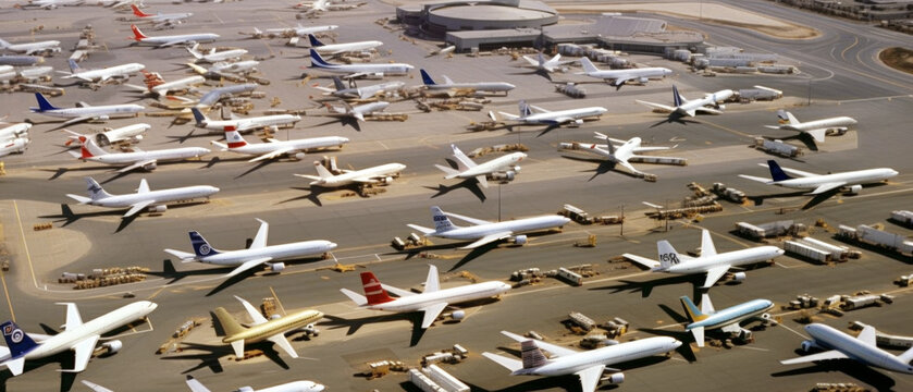 Aerial view of Denver International Airport - Generative AI