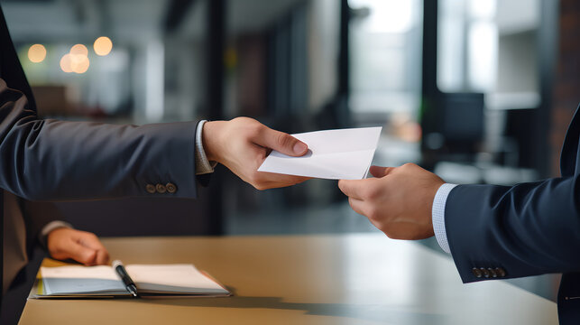 Two Businessmen Sealing a Deal with a Handshake and Envelope Exchange generative art