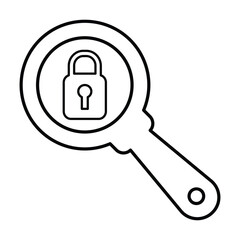Search Security Icon In Outline Style