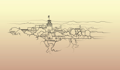Fototapeta premium Vector graphic of Santa Fe, the capital of the U.S. state of New Mexico