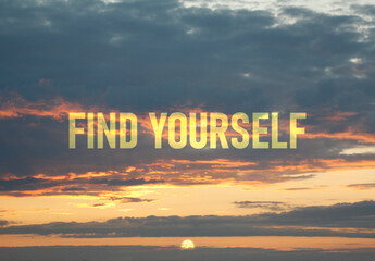 Find yourself is shown using the text and photo of the sunrise
