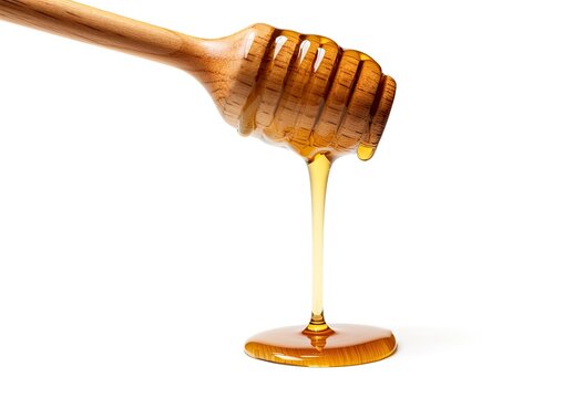A wooden spoon with honey dripping from it created with Generative AI technology