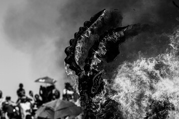 Burning of masks on Saturday of glory of Holy Week celebrated by the Yaqui community or tribe in Hermosillo Mexico 