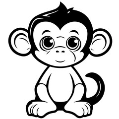 Monkey in vector cartoon to be colored. Coloring book for children