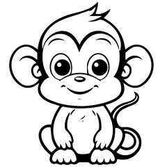 Monkey in vector cartoon to be colored. Coloring book for children