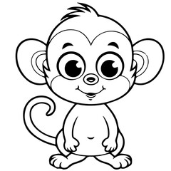 Monkey in vector cartoon to be colored. Coloring book for children