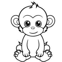 Monkey in vector cartoon to be colored. Coloring book for children
