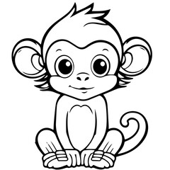 Monkey in vector cartoon to be colored. Coloring book for children