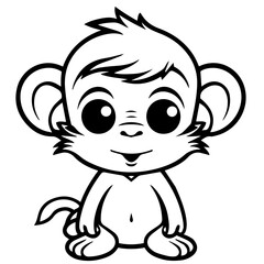 Monkey in vector cartoon to be colored. Coloring book for children