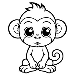 Monkey in vector cartoon to be colored. Coloring book for children