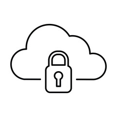 Cloud Lock Icon In Outline Style