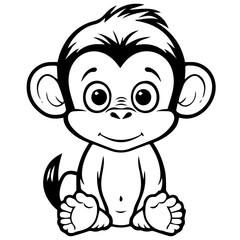 Monkey in vector cartoon to be colored. Coloring book for children